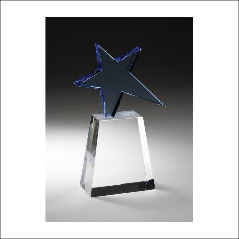 Blue Crystal Star on Pedestal Base